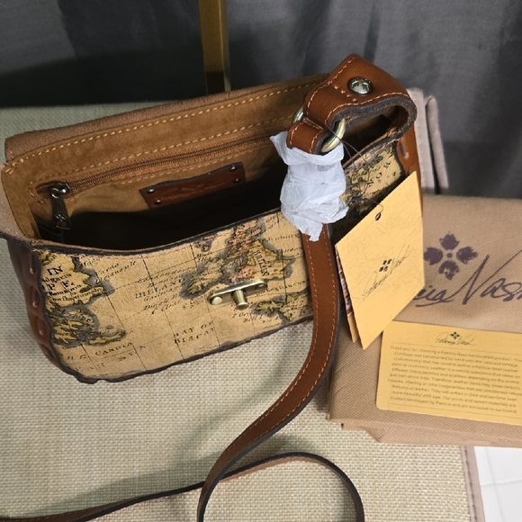 Patricia Nash Tan and Brown Map Print Shoulder Bag - Picture 14 of 16